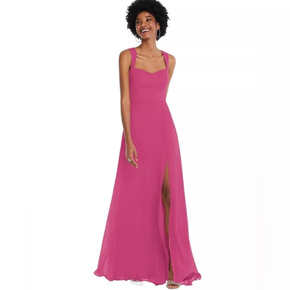 AFTER SIX Contoured Wide Strap Sweetheart Maxi Dress Tea Rose Size 0 - Picture 8 of 9